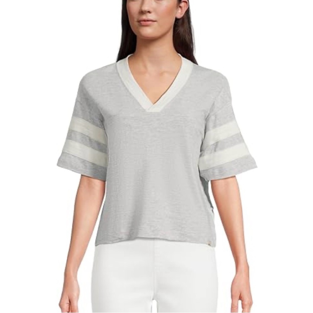 Faherty Sunwashed Organic Cotton Varsity Tee Grey Small